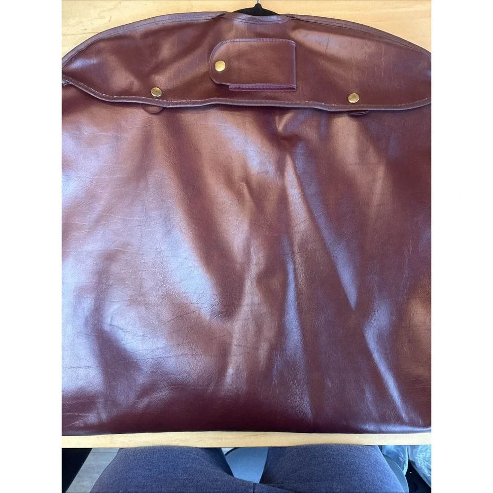 Vintage‎ Sears Garment Travel Bag Black & Burgundy Full Zip PU Leather polyester